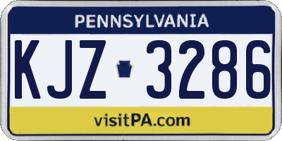 PA license plate KJZ3286