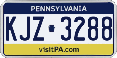 PA license plate KJZ3288
