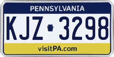 PA license plate KJZ3298