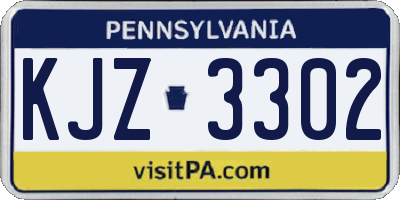 PA license plate KJZ3302
