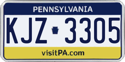 PA license plate KJZ3305