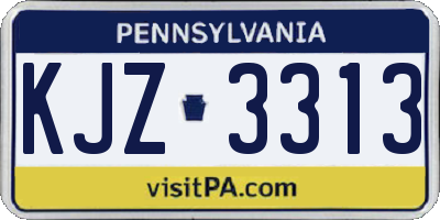 PA license plate KJZ3313