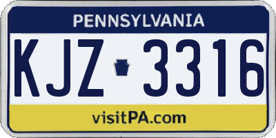 PA license plate KJZ3316