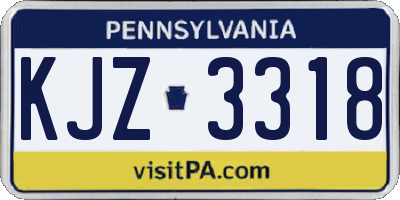 PA license plate KJZ3318