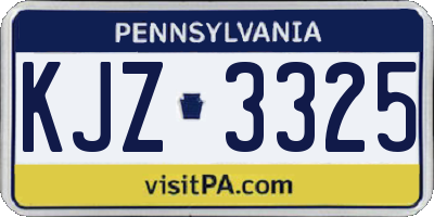 PA license plate KJZ3325