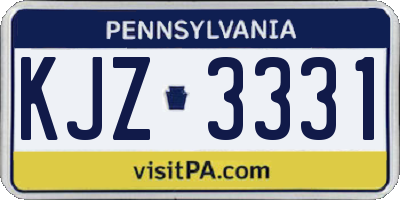PA license plate KJZ3331