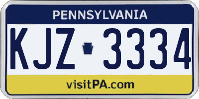 PA license plate KJZ3334