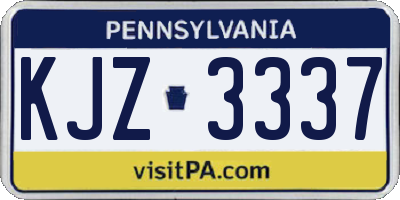 PA license plate KJZ3337