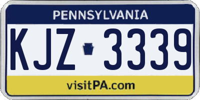 PA license plate KJZ3339