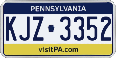 PA license plate KJZ3352