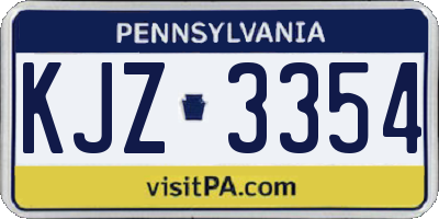 PA license plate KJZ3354