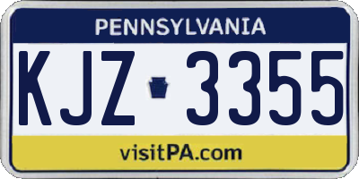 PA license plate KJZ3355