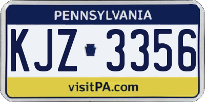 PA license plate KJZ3356