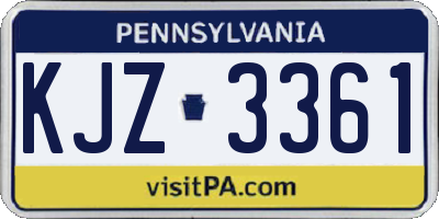 PA license plate KJZ3361