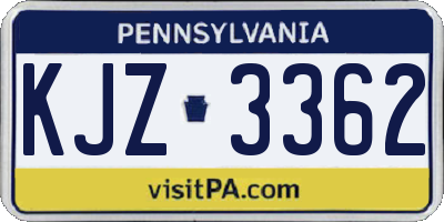 PA license plate KJZ3362