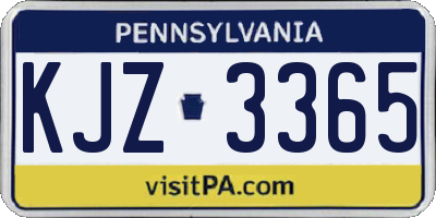 PA license plate KJZ3365