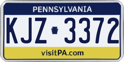 PA license plate KJZ3372