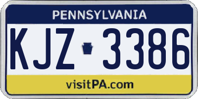 PA license plate KJZ3386