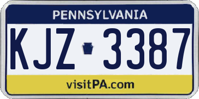 PA license plate KJZ3387