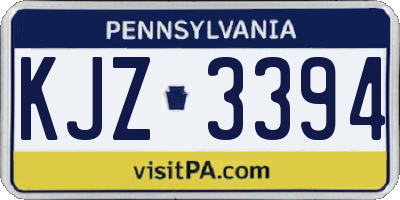 PA license plate KJZ3394