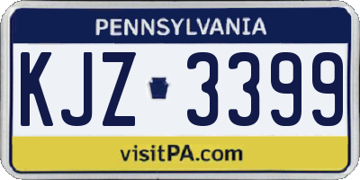 PA license plate KJZ3399