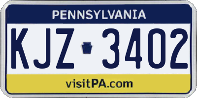 PA license plate KJZ3402