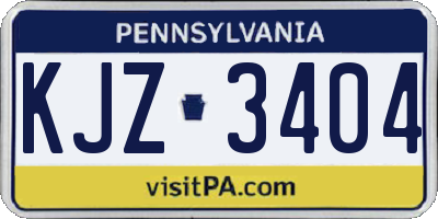 PA license plate KJZ3404