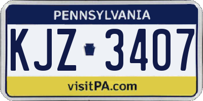 PA license plate KJZ3407