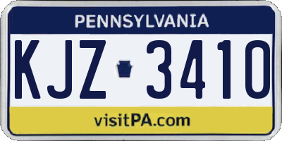 PA license plate KJZ3410