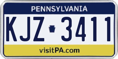 PA license plate KJZ3411