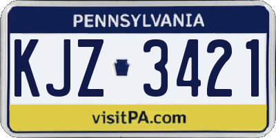 PA license plate KJZ3421