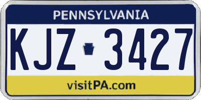 PA license plate KJZ3427