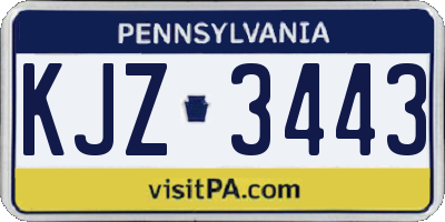 PA license plate KJZ3443