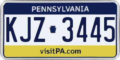 PA license plate KJZ3445