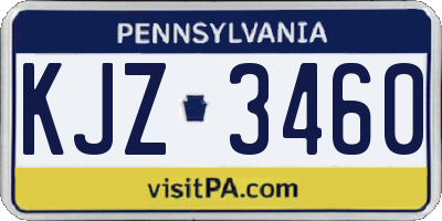 PA license plate KJZ3460