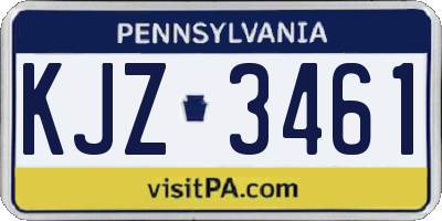 PA license plate KJZ3461