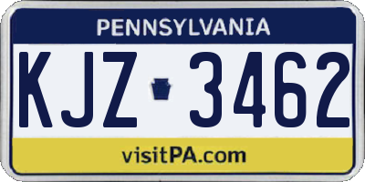 PA license plate KJZ3462
