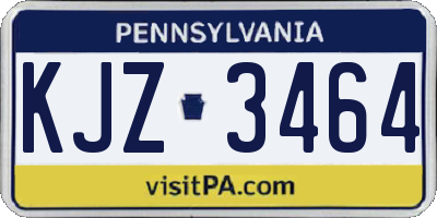 PA license plate KJZ3464