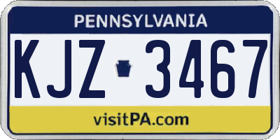 PA license plate KJZ3467