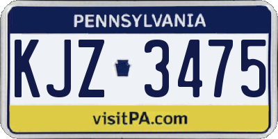 PA license plate KJZ3475