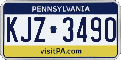 PA license plate KJZ3490