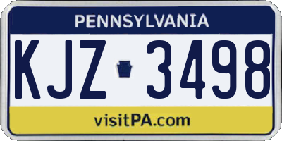 PA license plate KJZ3498