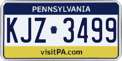 PA license plate KJZ3499
