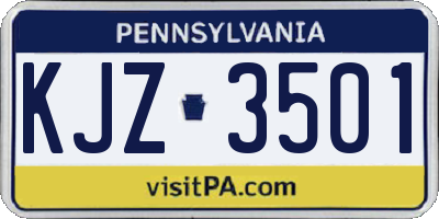 PA license plate KJZ3501