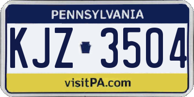 PA license plate KJZ3504