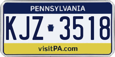 PA license plate KJZ3518