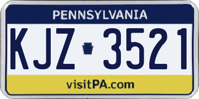 PA license plate KJZ3521