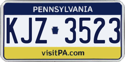 PA license plate KJZ3523
