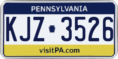 PA license plate KJZ3526