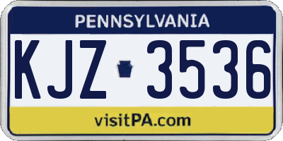 PA license plate KJZ3536